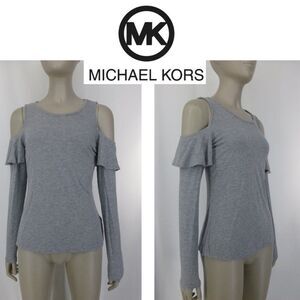 Michael Michael Kors Ruffled Cold Shoulder Long-Sleeve Top